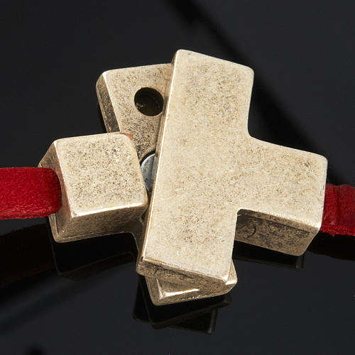 STOCK Religious bracelet in leather with zamak cross lenght 34 cm 7