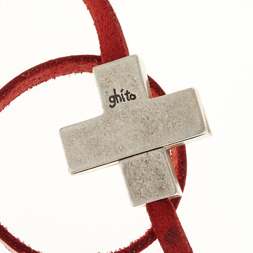 STOCK Religious bracelet in leather with zamak cross lenght 34 cm 8