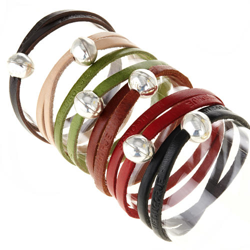 STOCK Religious bracelet in leather with zamak sphere lenght 39 cm 1