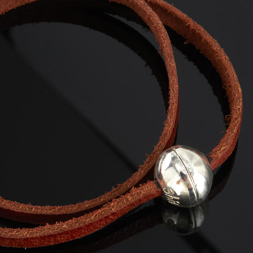 STOCK Bracelet en cuir Medjugorje sphère long. 39 cm 2
