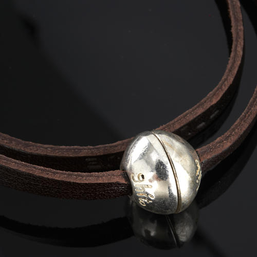 STOCK Bracelet en cuir Medjugorje sphère long. 39 cm 4