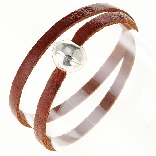 STOCK Bracelet en cuir Medjugorje sphère long. 39 cm 10