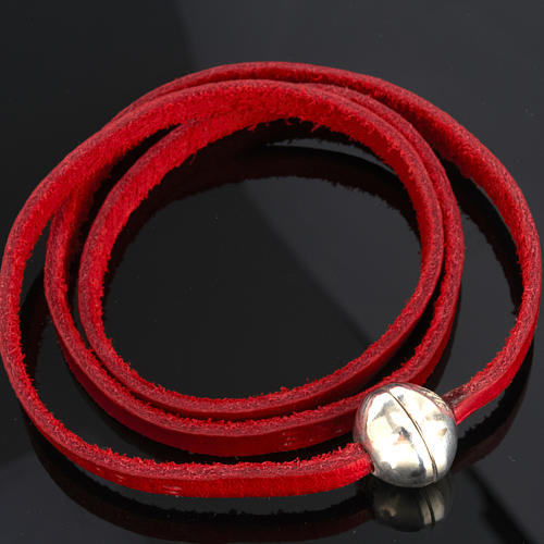 STOCK Religious bracelet in leather with zamak sphere 52 cm 3