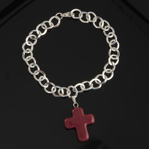 Armband aus Metall mit Kreuz aus Keramik 2