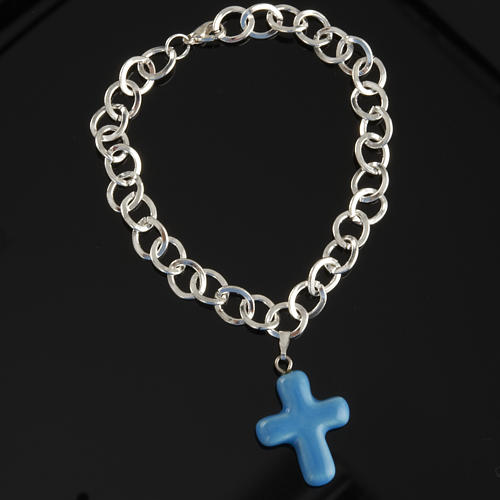 Armband aus Metall mit Kreuz aus Keramik 3