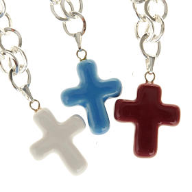 Bracelet in metal with ceramic cross