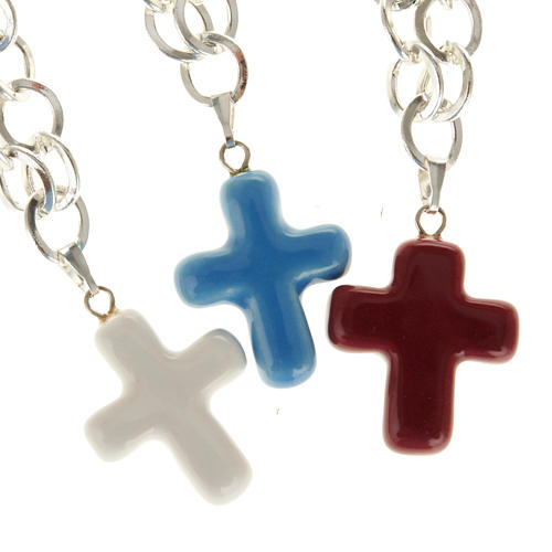 Bracelet in metal with ceramic cross 1