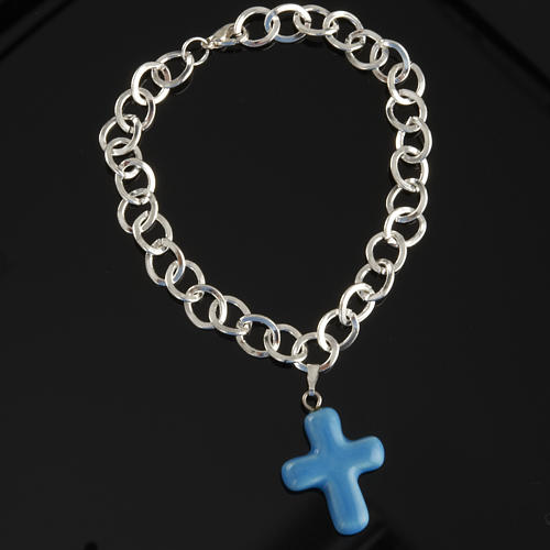 Bracelet in metal with ceramic cross 3