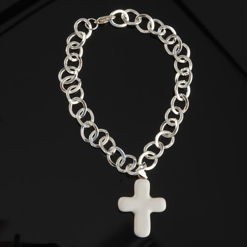 Bracelet in metal with ceramic cross 4