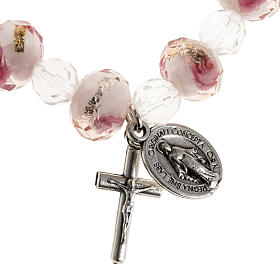 Bracelet religieux élastique cristal blanc et rose 7mm