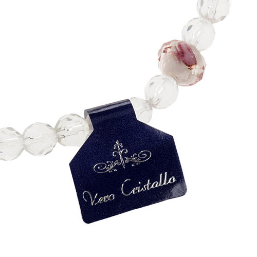 Bracelet religieux élastique cristal blanc et rose 7mm 3