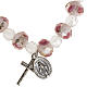 Bracelet religieux élastique cristal blanc et rose 7mm s1