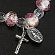Bracelet religieux élastique cristal blanc et rose 7mm s4
