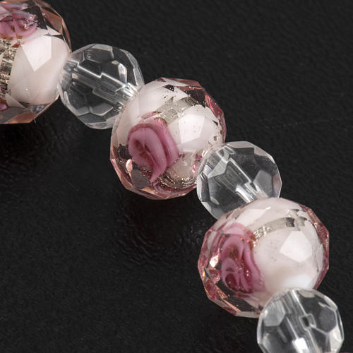Bracciale elastico cristallo 7mm bianco e rosa 8