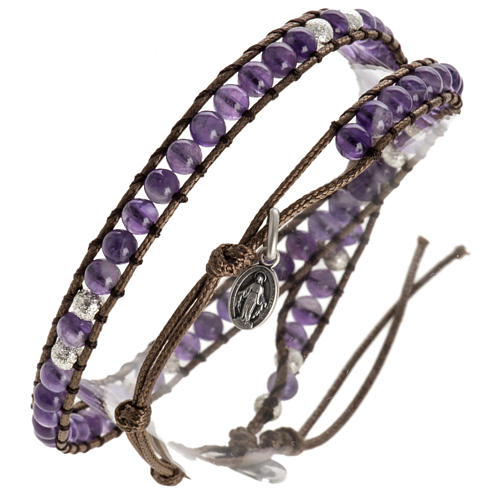 Bracciale Con Perline Di Ametista Naturale 8mm - Pietra Cristallo - Elastico Uomo/Donna - Lunghezza 17,8 Cm - Gioiello Energetico