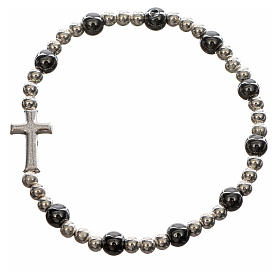 Elastic bracelet with hard stones and cross