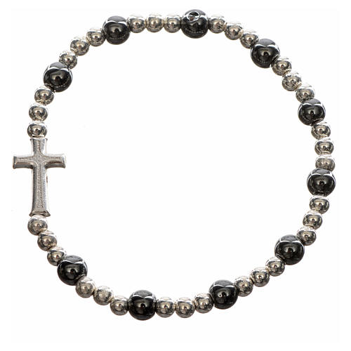 Elastic bracelet with hard stones and cross 2
