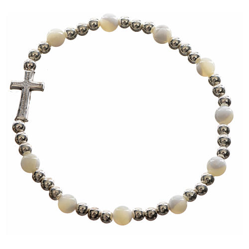 Elastic bracelet with hard stones and cross 4