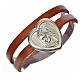 STOCK Bracelet in tan leather with Virgin Mary pendant s1