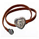 STOCK Bracelet in tan leather with Virgin Mary pendant s2