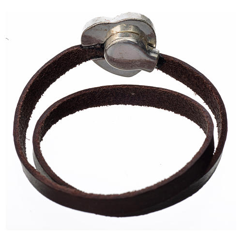 STOCK Bracelet in dark brown leather with Virgin Mary pendant 3