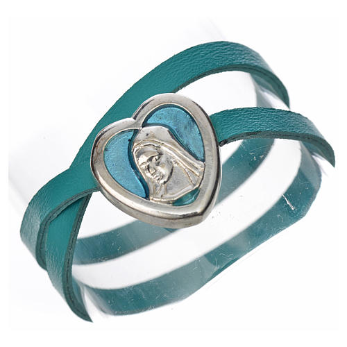STOCK Bracelet in light blue leather with Virgin Mary pendant 1