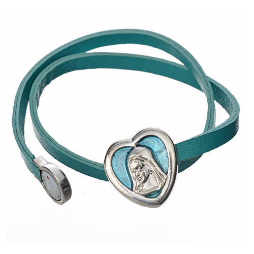 STOCK Bracelet in light blue leather with Virgin Mary pendant 2