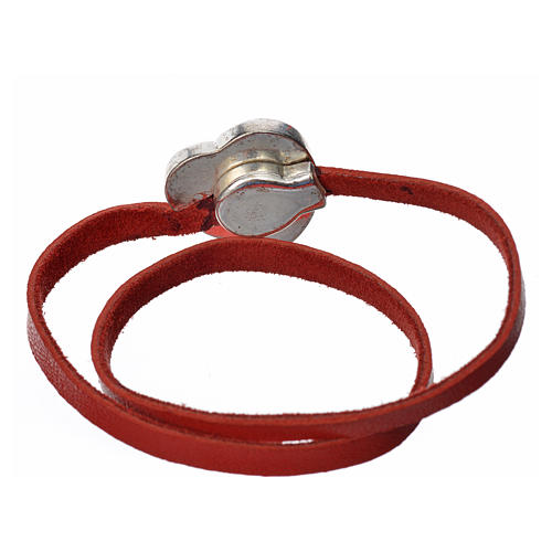 STOCK Bracelet in red leather with Virgin Mary pendant 3