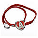 STOCK Bracelet cuir rouge et strass image Vierge Marie s2