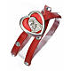 STOCK Bracelet with strass, red leather, Virgin Mary pendant s1