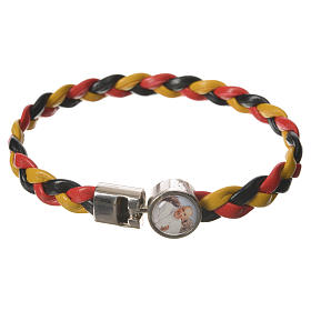 Braided bracelet, 20cm Pope Francis yellow, black, red