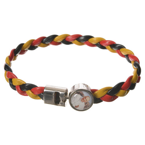 Braided bracelet, 20cm Pope Francis yellow, black, red 1