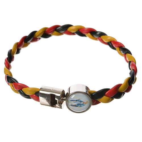 Bracelet tressé 20 cm Pape François jaune/noir/rouge 3