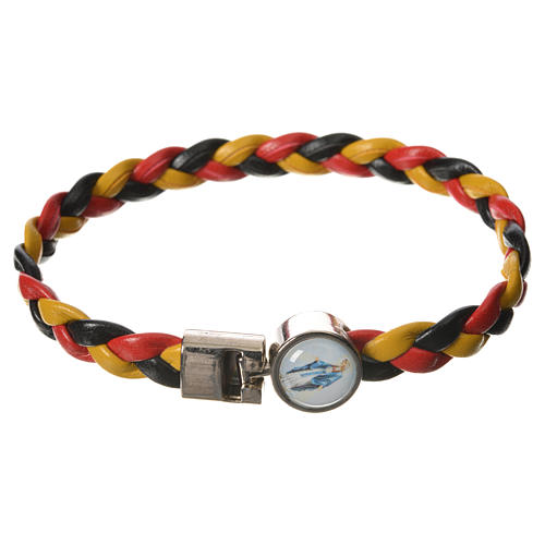 Braided bracelet, 20cm yellow, black, red Miraculous Medal 1