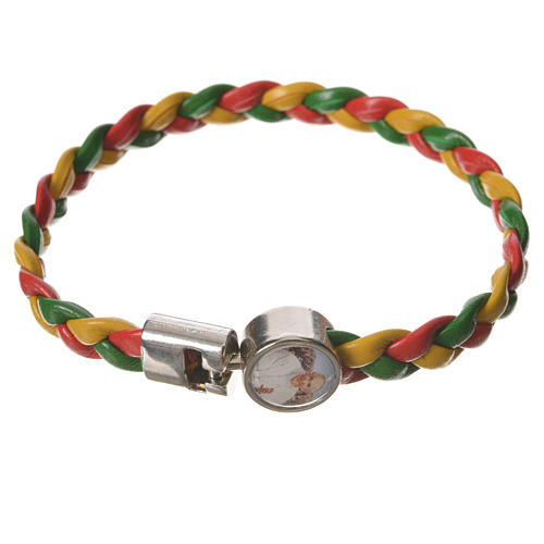 Braided bracelet, 20cm red, yellow and green with Pope Francis 1