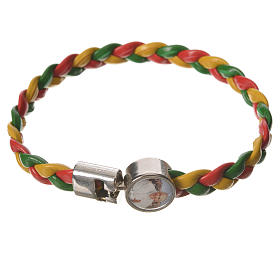 Bracelet tressé 20 cm Pape François rouge/jaune/vert