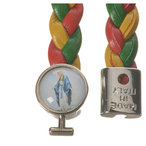 Braided bracelet, 20cm red, yellow, green Miraculous Medal 2