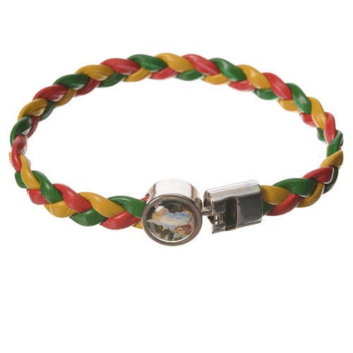 Braided bracelet, 20cm red, yellow, green Angel 1