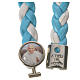 Braided bracelet, 20cm Pope Francis, white and light blue s2