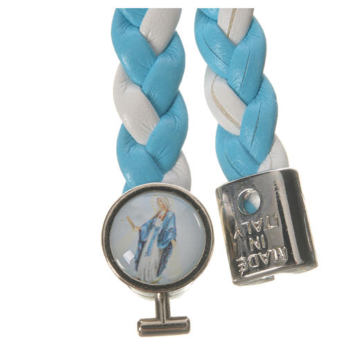 Flechtarmband mit Wundermadonna himmelblau weiß 20 cm 2