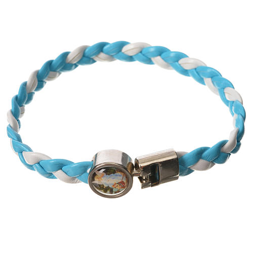 Bracelet tressé 20 cm Ange bleu clair/blanc 1
