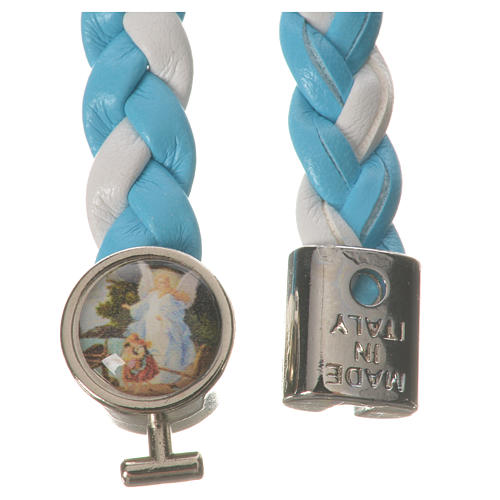 Bracelet tressé 20 cm Ange bleu clair/blanc 2