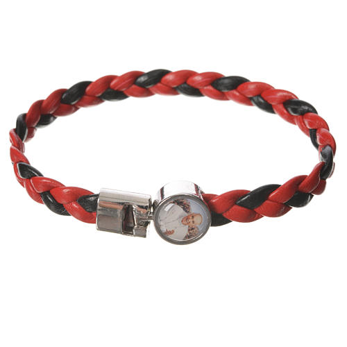 Braided bracelet, 20cm red and black with Pope Francis 1