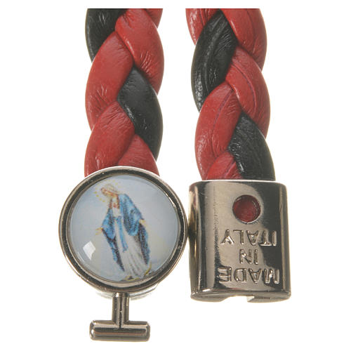 Bracelet tressé 20 cm Vierge Miraculeuse rouge/noir 2