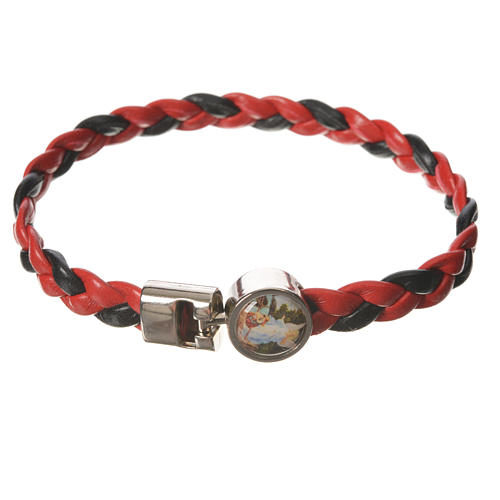 Braided bracelet, 20cm red and black with Angel 1
