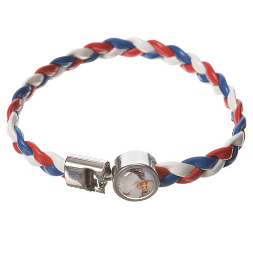 Braided bracelet, 20cm white, red, blue with Pope Francis 1