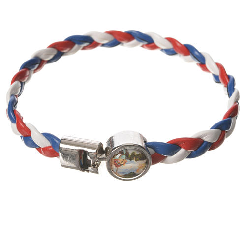 Braided bracelet, 20cm white, red, blue with Angel 1