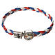 Braided bracelet, 20cm white, red, blue with Angel s1