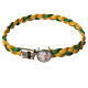 Braided bracelet, 20cm green and yellow with Pope Francis s1