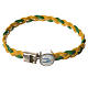 Braided bracelet, 20cm green and yellow with Miraculous Medal s1